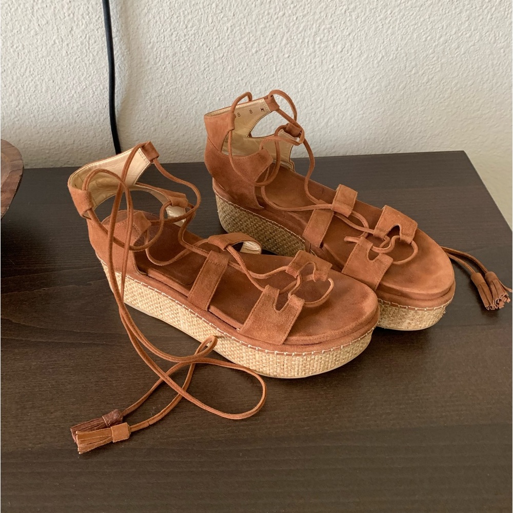 Stuart Weizman Romanesque Lace Up Platform Sandals Size 8